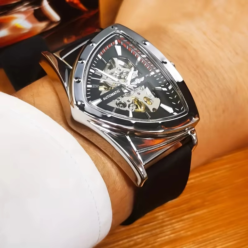 Luxury Watch With Rubber Strap - WINNER Montre mécanique de luxe pour