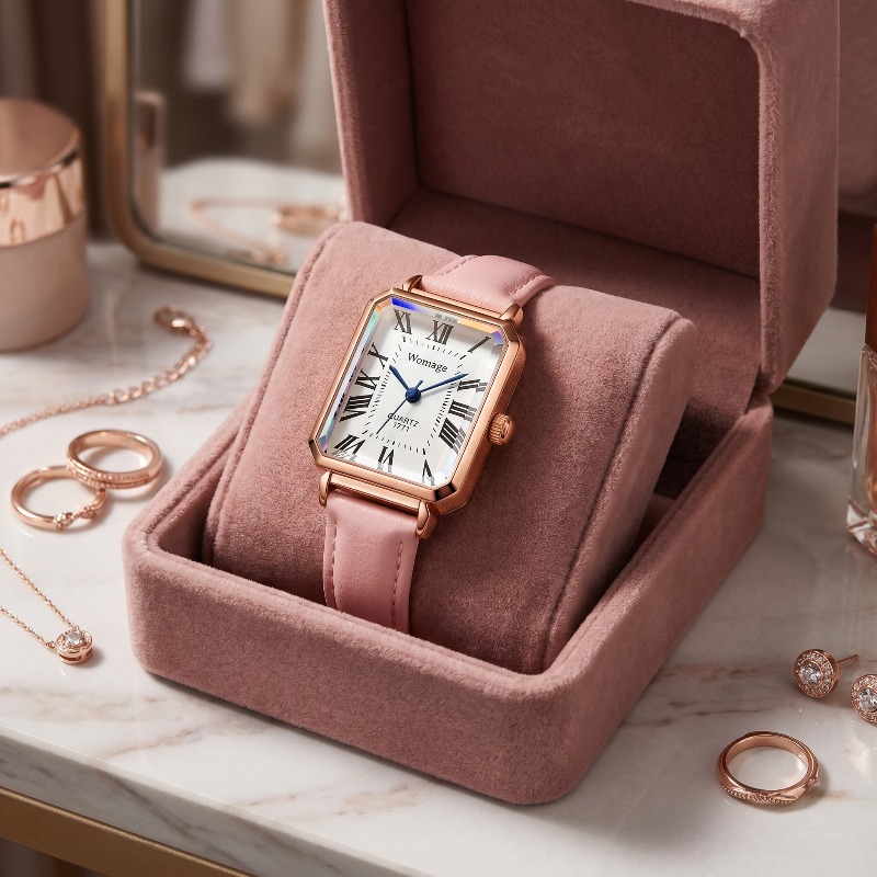 Luxury Watch Female - Montres à quartz rectangulaires pour femmes,