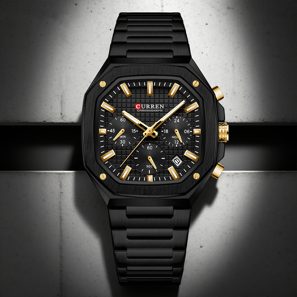 Luxury Watch Gold - CURREN montre chronographe carrée de luxe