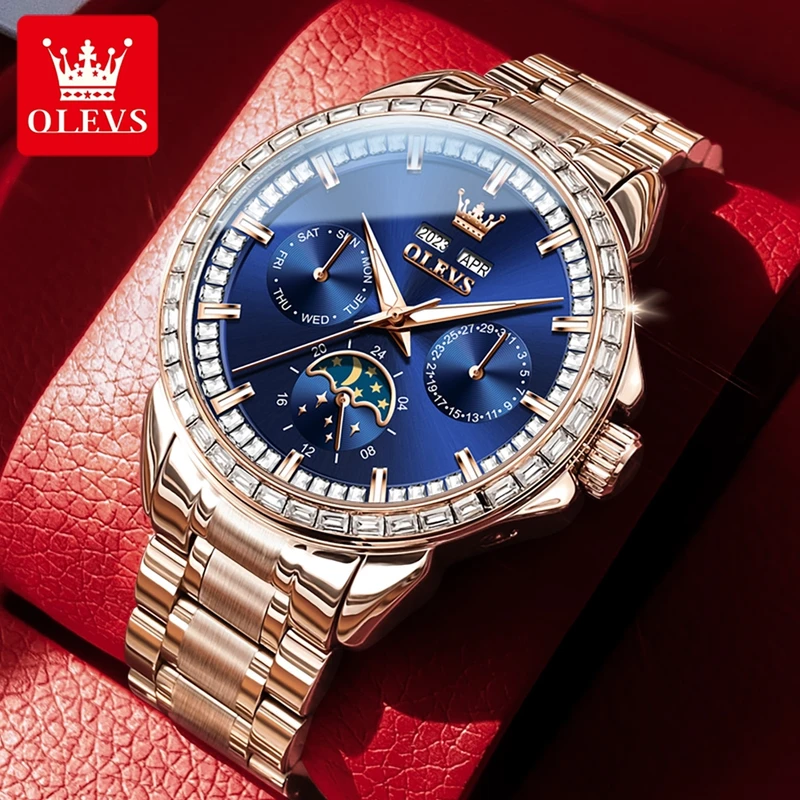 Compass Watch Luxury - OLEVS-Montre-bracelet étanche pour homme, cadran multifonctionnel