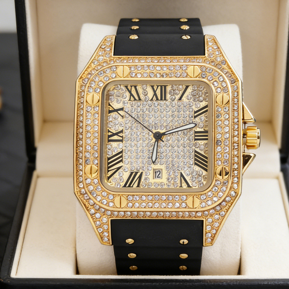 Montre à quartz carrée tendanc - Luxury Watch With Rubber Strap avis et prix