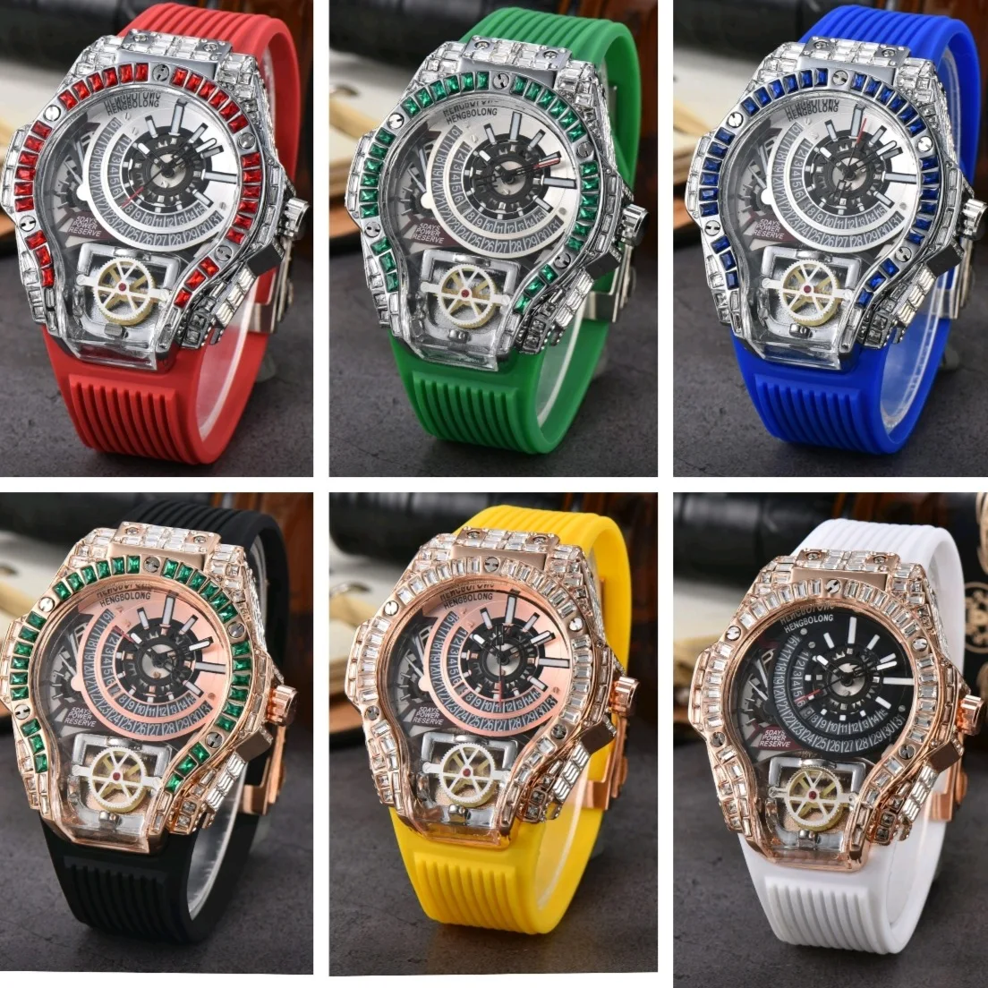 Boîtier en diamant complet aff - Luxury Watch With Rubber Strap avis et prix