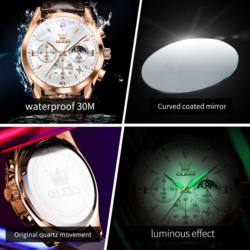 OLEVS-Montre à Quartz en Cuir  - Luxury Watch Audemars Piguet avis et prix